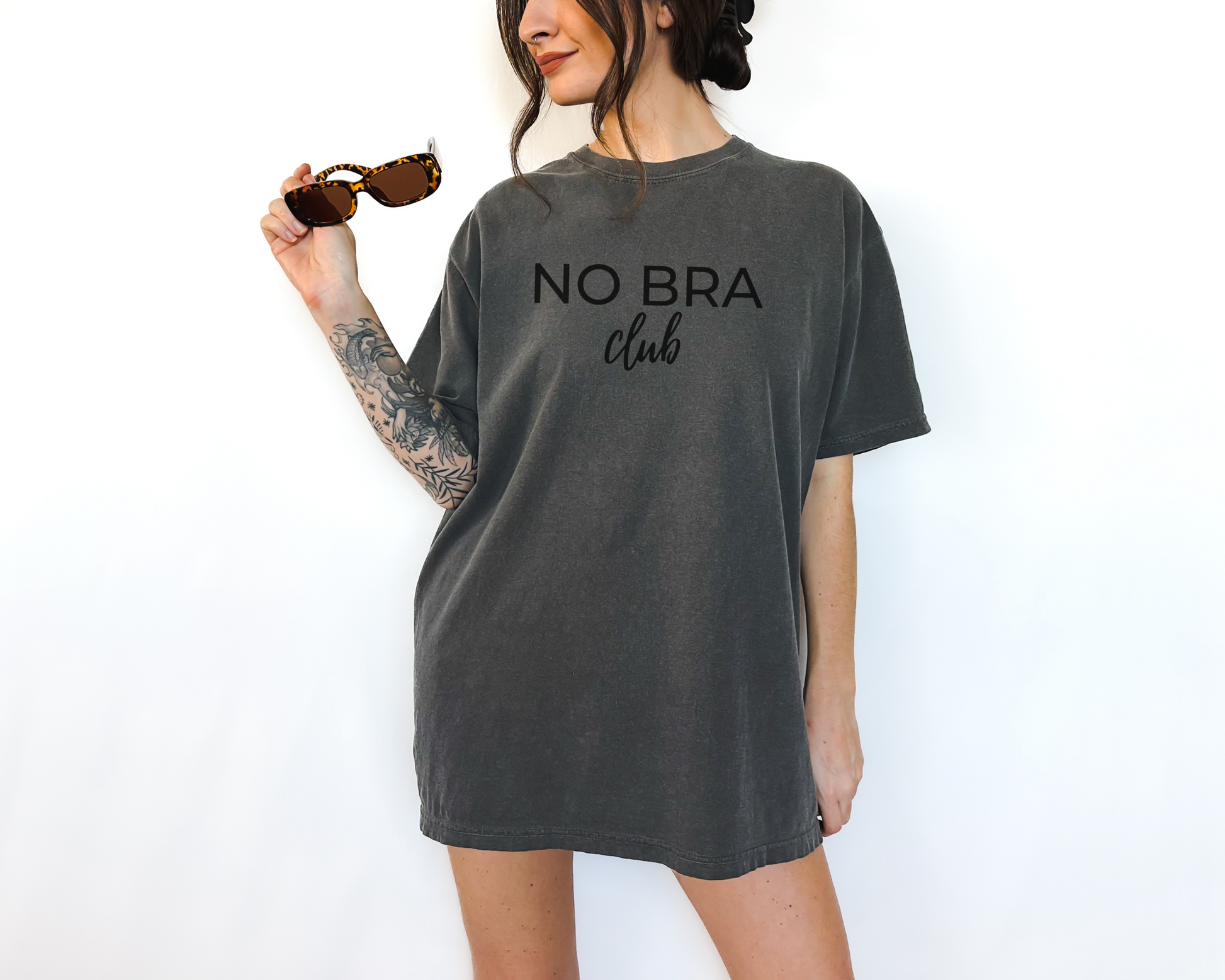 No Bra Club Women's Crop Top Letter Print Shirt Tee Graphic T